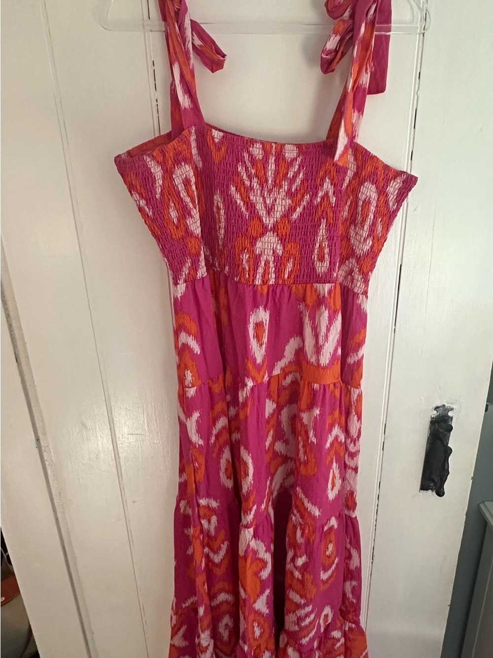 Michelle McDowell Salem Dress - Pink & Orange Smocked Sundress with Tie Straps